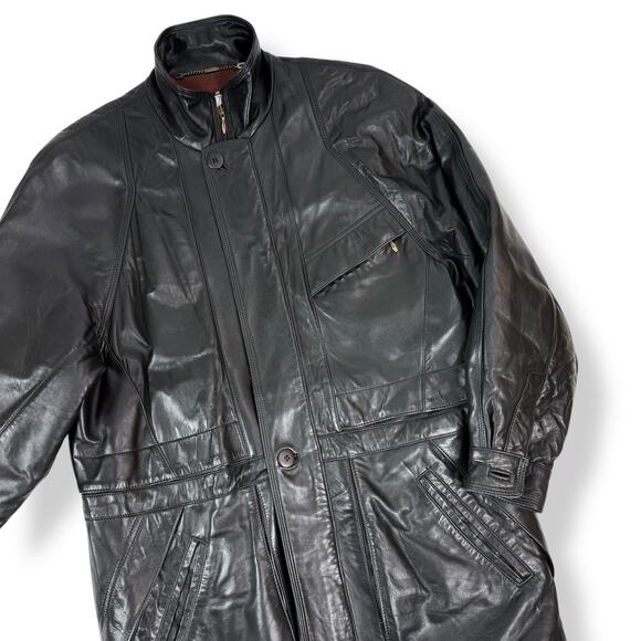 1980's Designer Men's black lamb leather jacket by COLLEZIONESA MAPPE MONDE - Picture 3 of 16